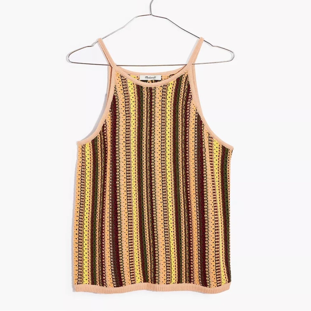 Madewell Crochet Janson Sweater Tank in Rainbow Stripe